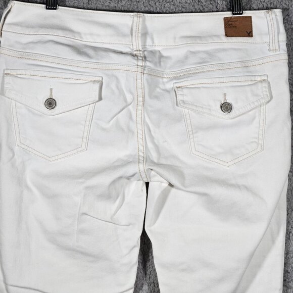 VTG American Eagle White Stretch Skinny Jeans Size 8 Button Fly Crop Ankle - Picture 3 of 16